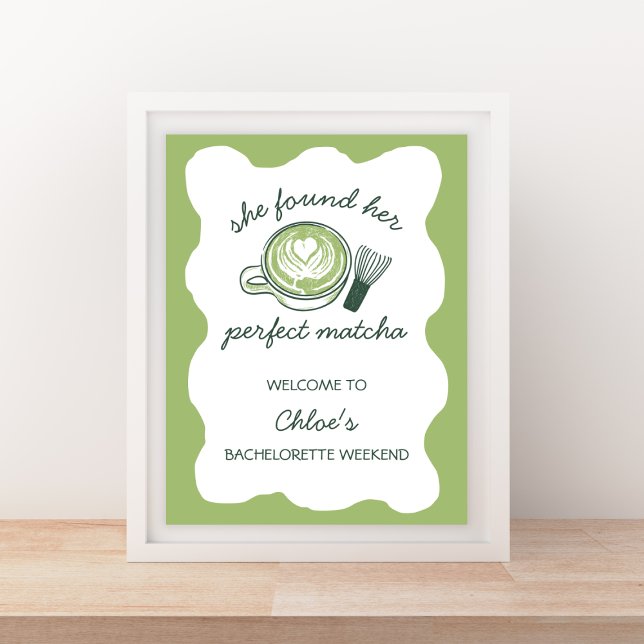 Poster Accueil parfait Matcha Green Bachelorette (Perfect Matcha Green Bachelorette Welcome Poster)