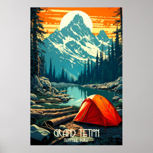 Poster Accueil parmi les géants   Camping Grand Teton