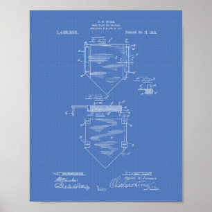Poster Accueil Plate Baseball 1922 Brevet d'art Plan dire