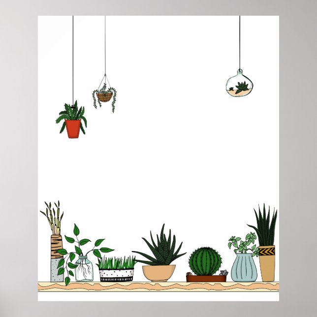 Poster Accueil Pots Plante Doodart (Devant)