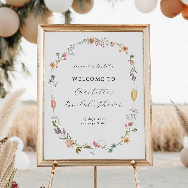 Poster Accueil pour un brunch de fleurs sauvages et une d (Créateur téléchargé)