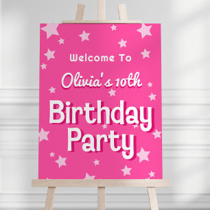 Poster Accueil Rétro Pretty Rose Anniversaire