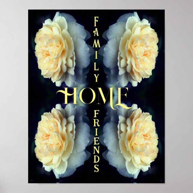 Poster Accueil Rose Jaune Mots Inspirationnels Abstraits (Devant)