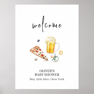 Poster Accueil Rustique Baby shower de pacifier des bière