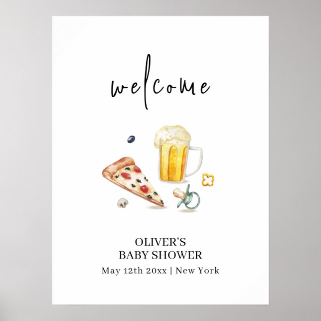 Poster Accueil Rustique Baby shower de pacifier des bière (Devant)