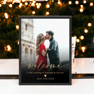 Poster Accueil simple minimaliste mariage photo en or noi