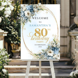 Poster Accueil spécial Boho eucalyptus floral 80e anniver