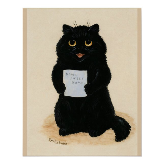 Poster Accueil Sweet Home Par Louis Wain. Chat Noir (Devant)