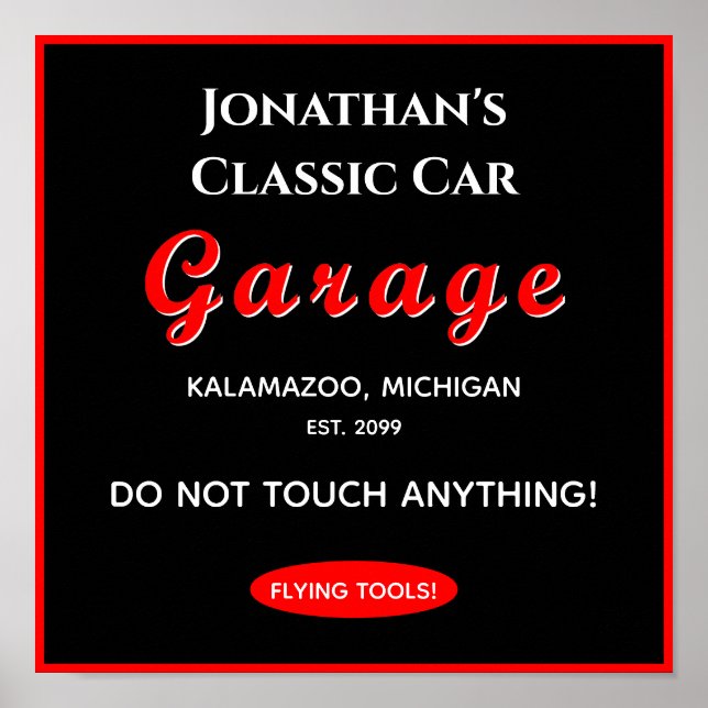 Poster Accueil Voiture Mécanique Garage Outils de vol (Devant)