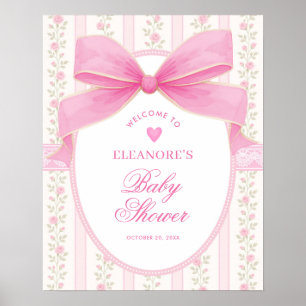 Poster Accueillir Coquette Rose Fille Bébé Fleurs Rose