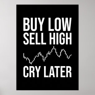 Poster Acheter Faible, Vendre Élevé, Pleurer Plus Tard, F