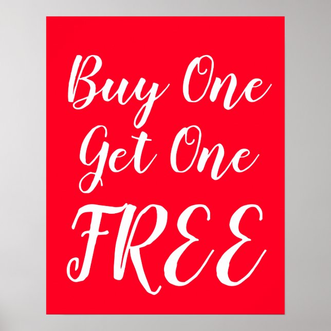 Poster Acheter One Obtenir un signe gratuit, Red Retail B (Devant)