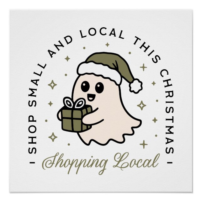 Poster Acheter petit et local ce vert de Noël (Devant)