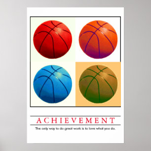 Poster Achievement Motivational Basketball Pop Art
