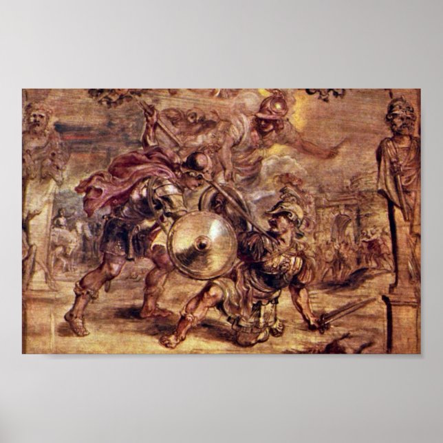 Poster Achille A Défait Hector, Par Peter Paul Rubens (Devant)
