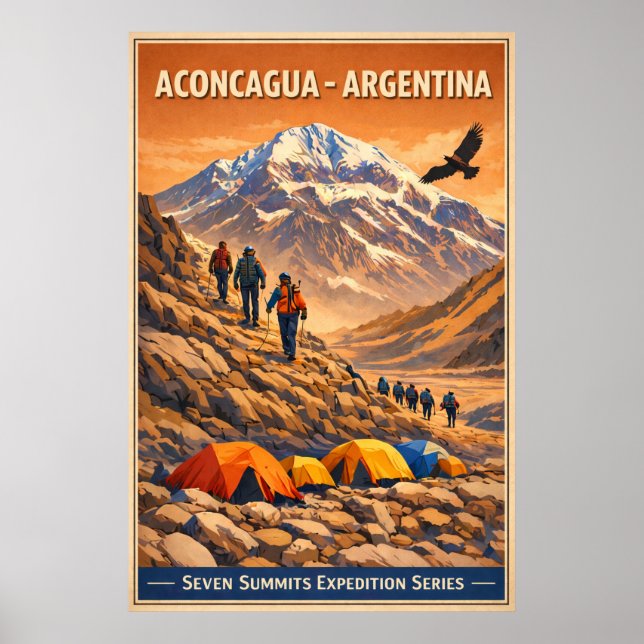 Poster Aconcagua Argentina - Vintage Travel  (Devant)