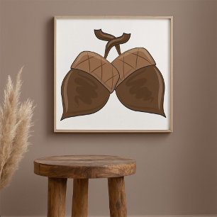 Poster Acorns Rustique Forêt d'automne Nature