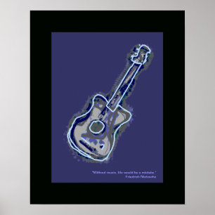 Poster acoustic guitar music art decor