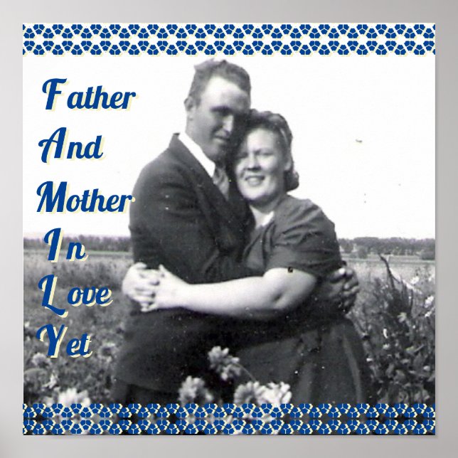 Poster Acronyme de famille Parents Photo Blue Floral Fron (Devant)