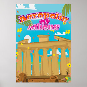 Poster Acropolis of Athens Greece travel poster.