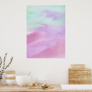 Poster acrylique Aqua Rose Abstrait Watercolor