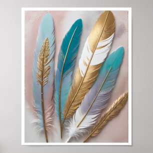 Poster acrylique de peinture de plumes de boho-chic sur s