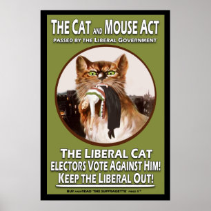 Poster Acte britannique vintage de chat et de souris de