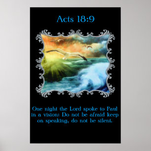 Poster Actes 18:9 Avec des mouettes volant au-dessus de l