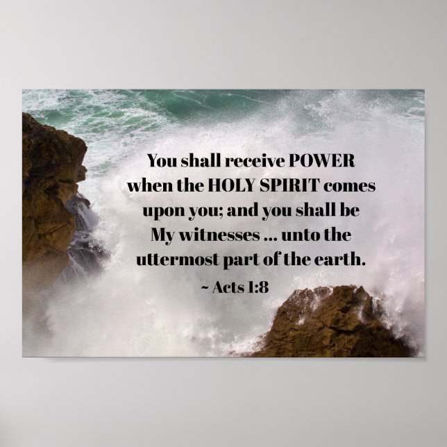 Poster Actes 1:8 Vous recevrez POUVOIR Bible Verse (Devant)