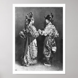 Poster Acteurs chinois de derrière, vers 1870 (photo b/w)