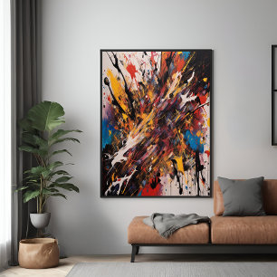 Poster Action Abstraite Dynamique Expressionniste Vibrant