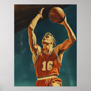 Poster Action de basket vintage