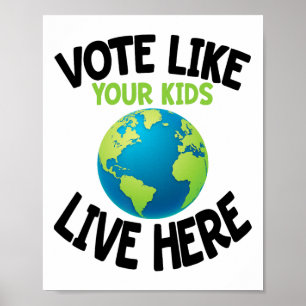 Poster Activiste Climatique Chemise Vote Jour des terres 