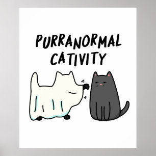 Poster Activité paranormale féline drôle de jeu de mots d