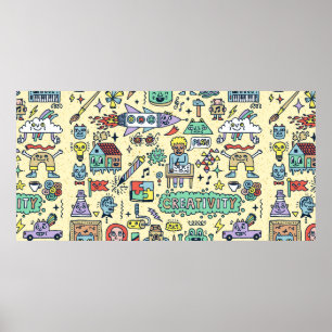 Poster Activités de créativité Drôle Drôle Dodle jeu de d