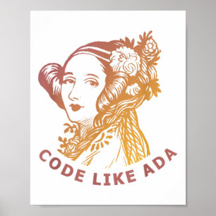 Poster Ada Lovelace Aube Dégradé Code Comme Ada