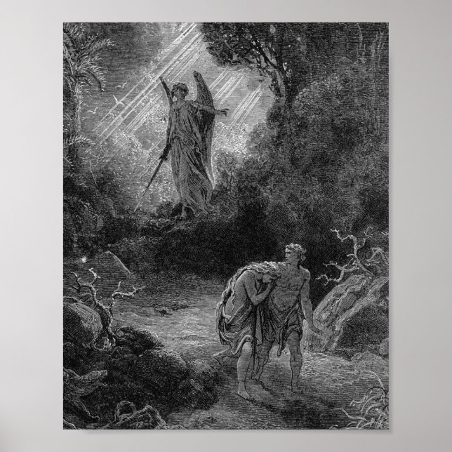 Poster Adam And Eve Driven Out Of Eden - Gustave Dore (Devant)