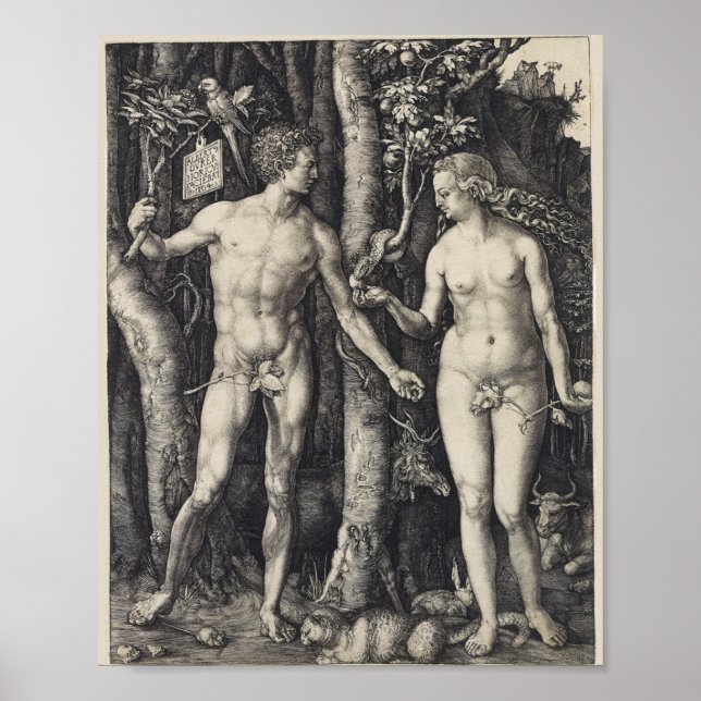 Poster Adam et Eve, Engraving par Albrecht Durer (Devant)