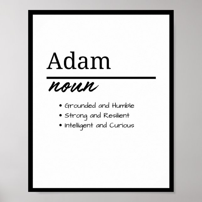 Poster Adam, Garçon Définition Personnalisée Du Nom (Devant)