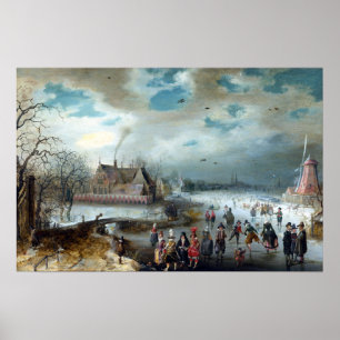 Poster Adam van Breen Patinage sur la rivière Frozen Amst