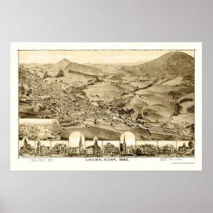 Poster Adams, MA Carte panoramique - 1882