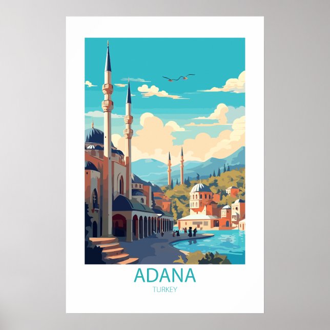 Poster Adana Turquie célèbres lieux de voyage (Devant)