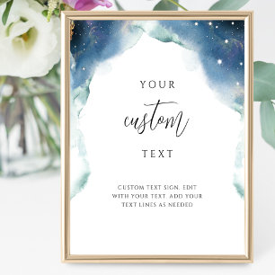 Poster Add Your Custom Text, Chic Celestial Wedding Sign