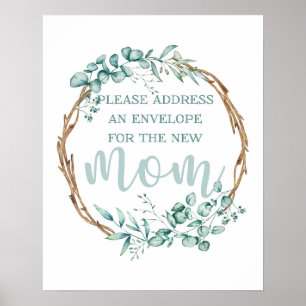 Poster Address and Envelope Baby Shower Sign