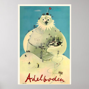 Poster Adelboden Suisse Suisse Bernois Ski Hiver
