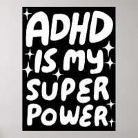 ADHD est ma Superpower Fun Bubble Lettres B&W