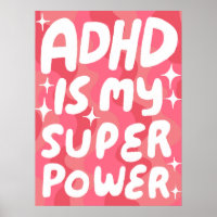 ADHD est ma superpuissance Fun Bulle Lettres rose