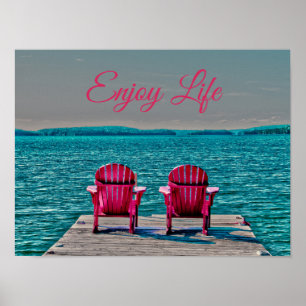 Poster Adirondack Chaises De Plage Rustique Turquoise Pro