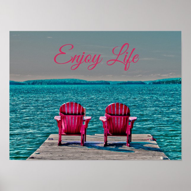 Poster Adirondack Chaises De Plage Rustique Turquoise Pro (Devant)