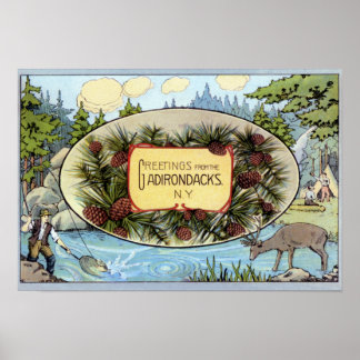 Poster Adirondacks New York Grande Lettre de voeux